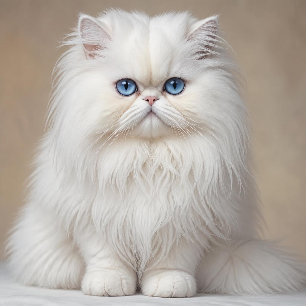 Joy, a fluffy white Persian cat, real photo before AI toon transformation